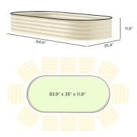 Outsunny 7' x 3' x 1' Raised Garden Bed Set, 2PCS Raised Beds for Gardening with Metal Plant Stakes, Cream White(m-3)
