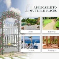 Outsunny 80" Tall Fairy Garden Arbor Arch with Bench Metal Outdoor Plant Climbing Support Trellis with 2 Seater Bench for Rose Vines Black(m-6)