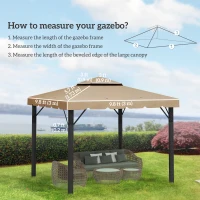 Outsunny 10' x 10' Replacement Canopy, Gazebo Top Cover with Double Vented Roof for Garden Patio (TOP ONLY), Khaki(m-3)