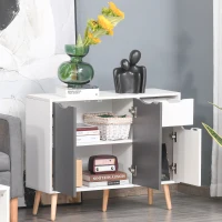 HOMCOM 35" Sideboard Storage Cabinet with Drawer, White and Grey(m-8)