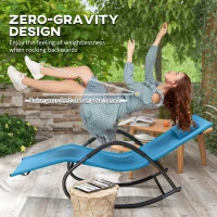 Outsunny UV Water Resistant Rocking Chair for Sunbathing, Lawn, Garden or Pool, Light Blue(m-5)