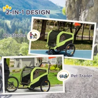 Aosom 2-in-1 Dog Bike Trailer for Large Dogs, Green(m-4)