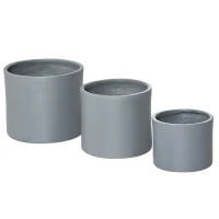 Outsunny Set of 3 Outdoor Planter Set, 13/11.5/9 in, Flower Pots with Drainage Holes, Outdoor Plant Pots for Patio, Yard, Garden(m-10)