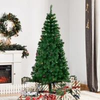 HOMCOM 6ft Green Christmas Tree Artificial Xmas Holidays Party with Decoration Ornament(m-8)