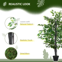 Outsunny 4.75FT Artificial Ficus Tree, Fake Tree with Leaves, Faux Plant in Nursery Pot for Indoor Decoration(m-5)