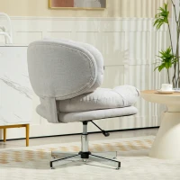 HOMCOM Computer Desk Chair, Armless Office Chair with Wide Padded Seat and Adjustable Height, Cream White(m-7)