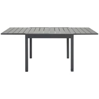 Outsunny Extendable Dining Table Metal Outdoor Slat Table for 4-6 Person Rectangular Lawn Garden Bistro Patio Table with Aluminum Frame, Grey(m-11)