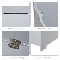 Qaba Kids Toy Chest Wooden Toy Storage Organizer Chest Box with Magnetic Hinge, Large Storage Space, & Groove Handle, Grey(m-7)