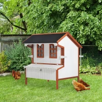 PawHut 47" Chicken Coop Wooden Chicken House Rabbit Hutch Raised Poultry Cage Portable Hen Pen Backyard with Nesting Box and Handles(m-10)