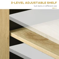 HOMCOM Kitchen Sideboard Cabinet with 3 Rattan Doors, Adjustable Shelves and Handles for Living Room, Hallway, Natural(m-5)