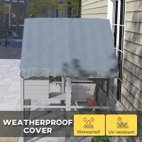 PawHut Wooden Catio Outdoor Cat Enclosure with Waterproof Cover, 2 Condos, 4 Platforms, Bridge, Doors, Gray(m-5)