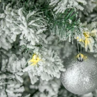 HOMCOM 9ft Pre-Lit Snow-Flocked Slim Douglas Fir Artificial Christmas Tree with Realistic Branches, 550 LED Lights and 988 Tips(m-8)