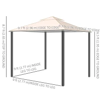 Outsunny 10' x 10' Outdoor Patio Gazebo Double Soft-top Garden Shelter Tent with Beautiful Polyester Curtains, & Mesh Screen Drapes, Cream White(m-3)