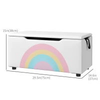 Qaba Toy Chest, Kids Toy Bench Box, Lightweight Storage Bench with Lid and Side Handles, for Nursery Room Playroom Bedroom, Gift for 3-8 Years Old, White(m-3)