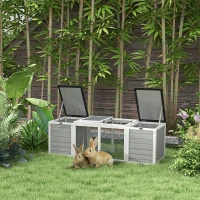 PawHut 55" Rabbit Hutch, Outdoor Rabbit Cage w/ Openable Asphalt Roofs, Gray(m-10)