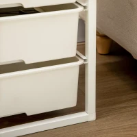 HOMCOM Dresser Storage Drawers with 6 Plastic Bins and Steel Frame, Crafting Bins for Living Room, Bedroom, White(m-9)