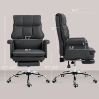 HOMCOM PU Leather Executive Office Chair, Ergonomic and Reclining Office Desk Chair with Footrest, Black(m-3)