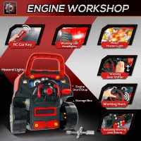 Qaba Mechanic Kids Truck Engine Toy Set, Car Service Play Set, Red(m-5)