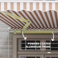 Outsunny 12' x 8' Retractable Awning Patio Awnings Sun Shade Shelter with Manual Crank Handle, 280g/m² UV & Water-Resistant Fabric and Aluminum Frame for Deck, Balcony, Yard, Beige(m-6)
