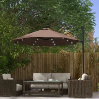 Outsunny 9.5'x8.5' Cantilever Umbrella with Solar Powered LED Lights, Rectangle Hanging Offset Umbrella with 360°Rotation(m-8)