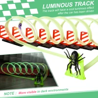 Qaba Track Builder Loop Kit Criss-Cross Glowing Race Track Toy Set Spooky Spider Fun Starter Kit, with Pull-back Car for Kids 3-6 years old, Lime Green(m-4)