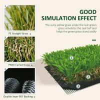 Outsunny 13' x 3.3' Synthetic Artificial Grass Turf Realistic Fake Thick Grass with UV Protection & Drain Holes, Outdoor Easy to Clean Lawn Pet Turf with High Density, 1.2'' Height(m-6)