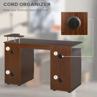 HOMCOM Computer Desk with Keyboard Tray, CPU Stand, Writing Desk with Drawers, Workstation for Home Office, Walnut Brown(m-5)