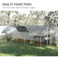 PawHut 18.7' Chicken Coop Galvanized Hen House Poultry Cage Outdoor Enclosure w/ UV-Protection Water-Resist Cover(m-5)