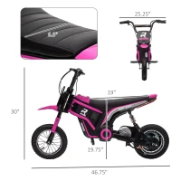 Aosom 24V 350W Electric Dirt Bike Up to 15 MPH w/ Twist Grip Throttle, Pink(m-3)