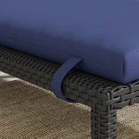 Outsunny Patio Chaise Lounge Chair Cushion Replacement Sun Lounger Pads with Headrest and Ties, Dark Blue(m-10)