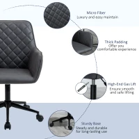 Vinsetto Mid Back Modern Home Office Chair Swivel Computer Desk Chair with Adjustable Height, Microfiber Cloth, Diamond Line Design, and Padded Armrests, Dark Gray(m-6)