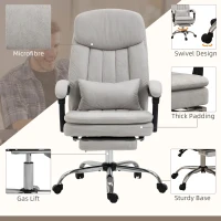 Vinsetto Executive Office Chair with Vibration Massage, Microfibre Swivel Desk Chair, Heated Reclining Computer Chair with Lumbar Support Pillow, Footrest, Light Gray(m-7)