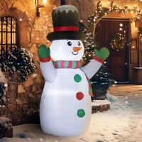 Outsunny 6 FT Christmas Inflatable Snowman, Xmas Blow Up Snowman with LED Lights for Indoor, Outdoor, Lawn, Garden, Party(m-2)