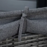 Outsunny 4 Pieces Patio PE Wicker Round Daybed, Outdoor Rattan Garden Lounge Furniture Sets, Grey(m-10)