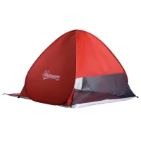 Outsunny Pop Up Beach Tent Portable Sun Shelter UV Protection Outdoor Patio with Carry Case & Stakes Red(m-11)