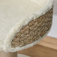 PawHut Cat Tree with Scratching Post, Toy Ball, Perch, Small Cat Tower for Indoor Cats - 16" x 16" x 19", Beige(m-8)