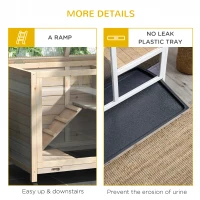 PawHut Indoor Rabbit Hutch with Wheels, Bunny Cage Guinea Pig House W/ Top Access, Ramp, Pull Out Tray, Natural Wood(m-9)