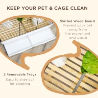 PawHut Rabbit Guinea Pig Cage, Bunny Cage Pet Pen with Sliding-Out Trays, Bottom Wood Board, Doors, 24" x 15" x 16"(m-7)