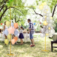Outsunny 10FT x 10FT Wedding Arch Backdrop Stand, Metal Garden Balloon Arch Stand for Birthday Party, Bridal Shower, Graduation, Ceremony, Banquet Decorations, Gold(m-7)