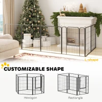 PawHut 6 Panels Heavy Duty Dog Playpen Outdoor Indoor with Door & Strap, 31.5" Height Portable & Foldable Pet Playpen(m-4)