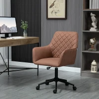 Vinsetto Mid Back Modern Home Office Chair Swivel Computer Desk Chair with Adjustable Height, Microfiber Cloth, Diamond Line Design, and Padded Armrests, Brown(m-10)
