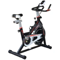 Soozier Upright Stationary Exercise Bike, Cardio Workout Training Bicycle w/ Adjustable Resistance LCD Monitor, Black(m-11)