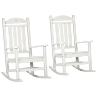 Outsunny 2PCs Outdoor Rocking Chair with Armrests, Fade-Resistant Waterproof HDPE for Indoor & Outdoor, White