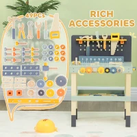 Qaba 49 Piece Kids Workbench Playset for Boys Girls 3-6 Years, Light Blue(m-4)