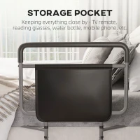 HOMCOM Bed Rail for Adults Safety, Height Adjustable Bed Assist Rail Grab Bar with Storage Pocket, Grey(m-5)