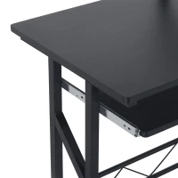 HOMCOM Computer Desk with Keyboard Tray, Writing Desk with Drawer, Workstation for Home Office, Black (35.4"Lx19.7"Wx39.4"H)(m-9)