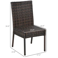 Outsunny 4 PE Rattan Outdoor Dining Chairs with Cushions, Patio Wicker Dining Chairs with Backrest, Brown(m-3)
