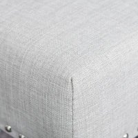 HOMCOM Swoop Air Linen Fabric Dining Chair with Nailhead Trim and Wood Legs, Light Grey(m-10)