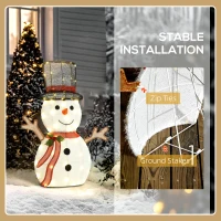 Outsunny Light Up Snowman Yard Decoration, Lighted Snowman Christmas Decoration for Indoor and Outdoor, White(m-7)