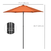 Outsunny 6.6FT Patio Umbrella, Outdoor Parasol with 6 Solid Ribs, Orange(m-3)